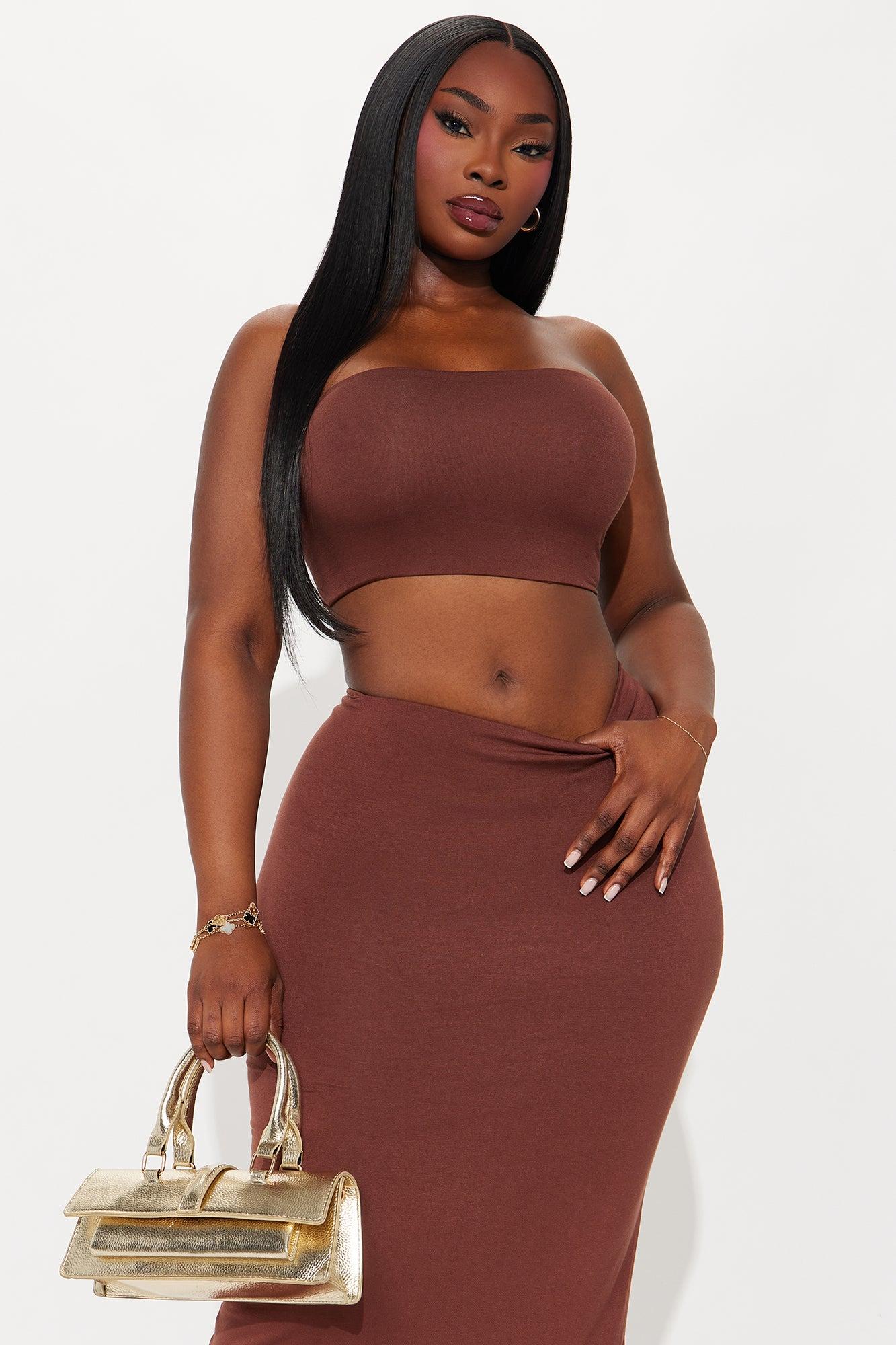 Another Time Double Lined Skirt Set - Chocolate Female Product Image