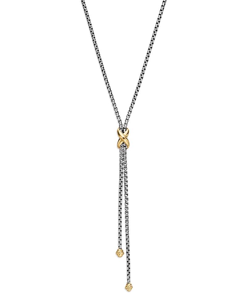 Womens Petite X Lariat Necklace in Sterling Silver with 18K Yellow Gold Product Image