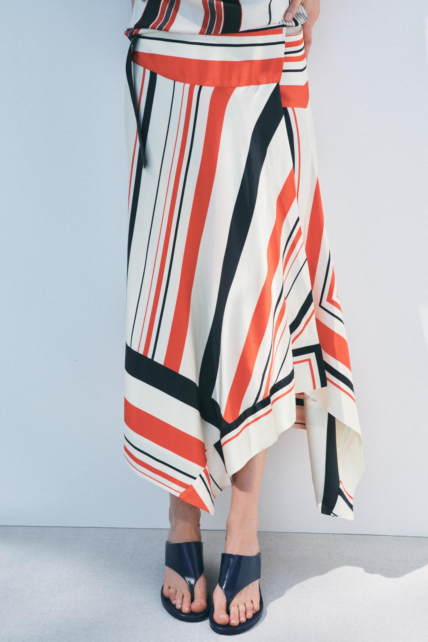 ASYMMETRIC STRIPED SKIRT ZW COLLECTION Product Image