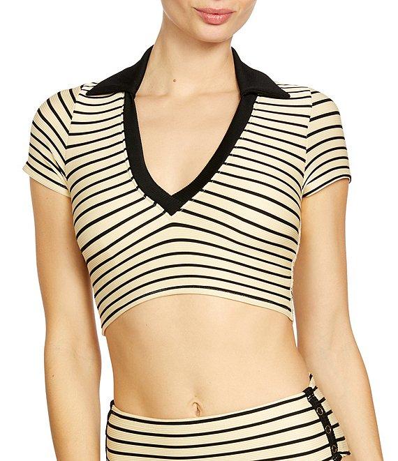 ROBIN PICCONE Parker Stripe High Waist Swim Bottom Product Image