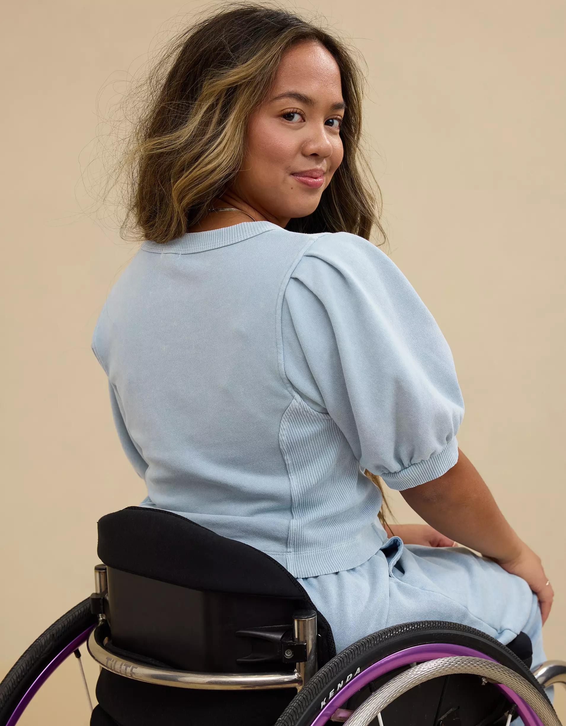 Aerie Seams Right Short Sleeve Sweatshirt Product Image