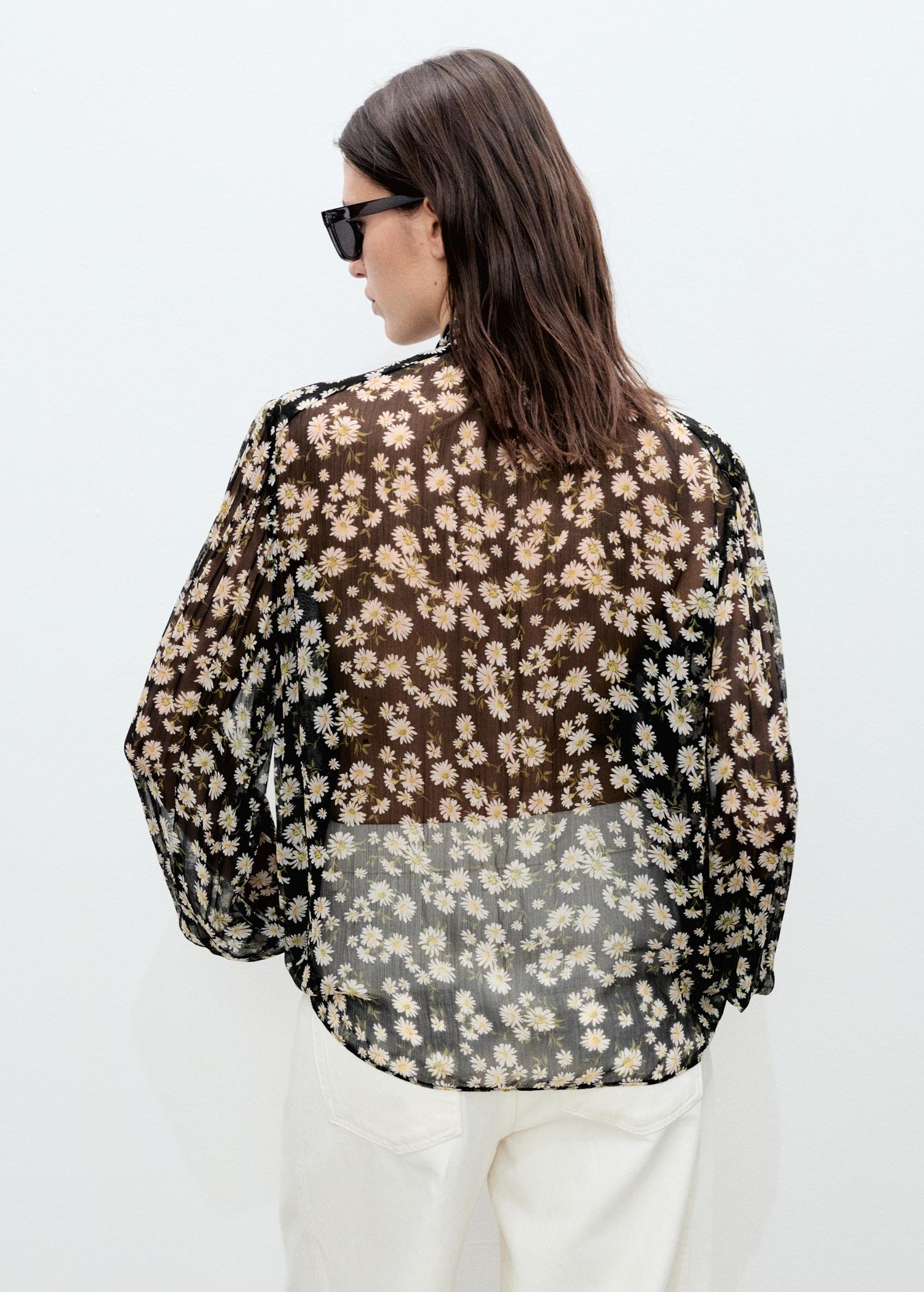 Floral tie blouse - Women | MANGO USA Product Image