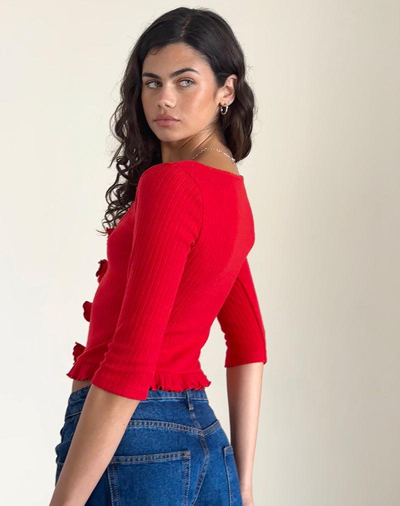 Harpan Rosette Front Top in Red Female Product Image