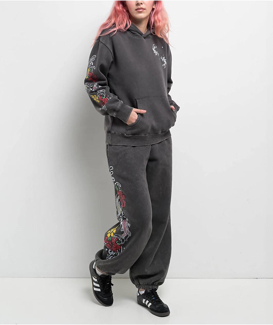 Ninth Hall Fundamentals Rosso Black Mineral Wash Hoodie Product Image