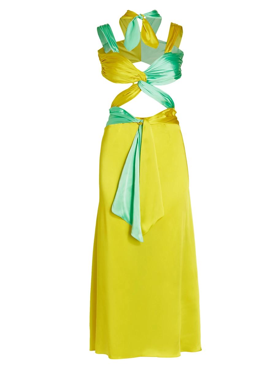 Womens Colorblocked Midi-Dress Size 0 Product Image