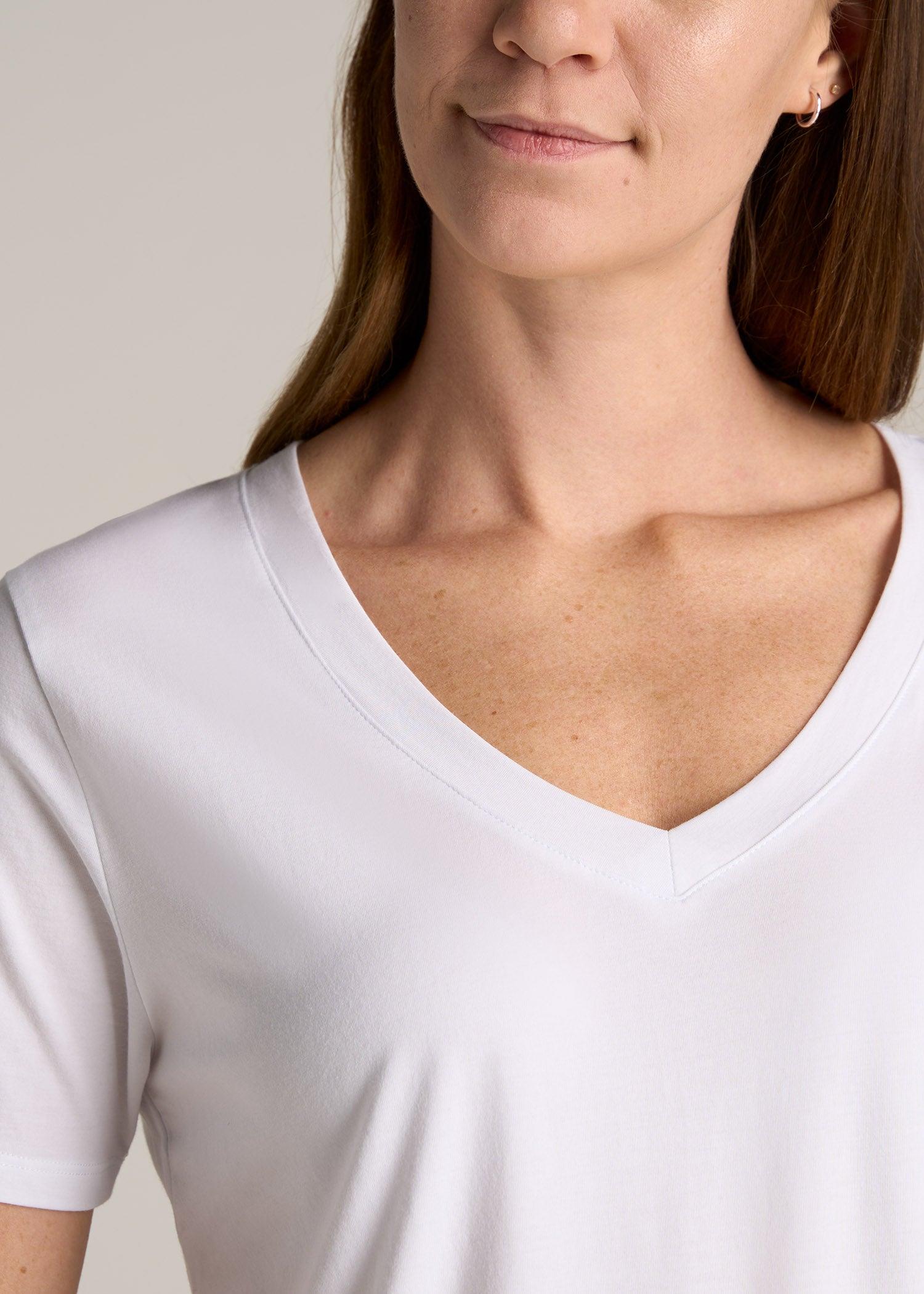 Scoop V-Neck Tee for Tall Women in Ecru Female Product Image