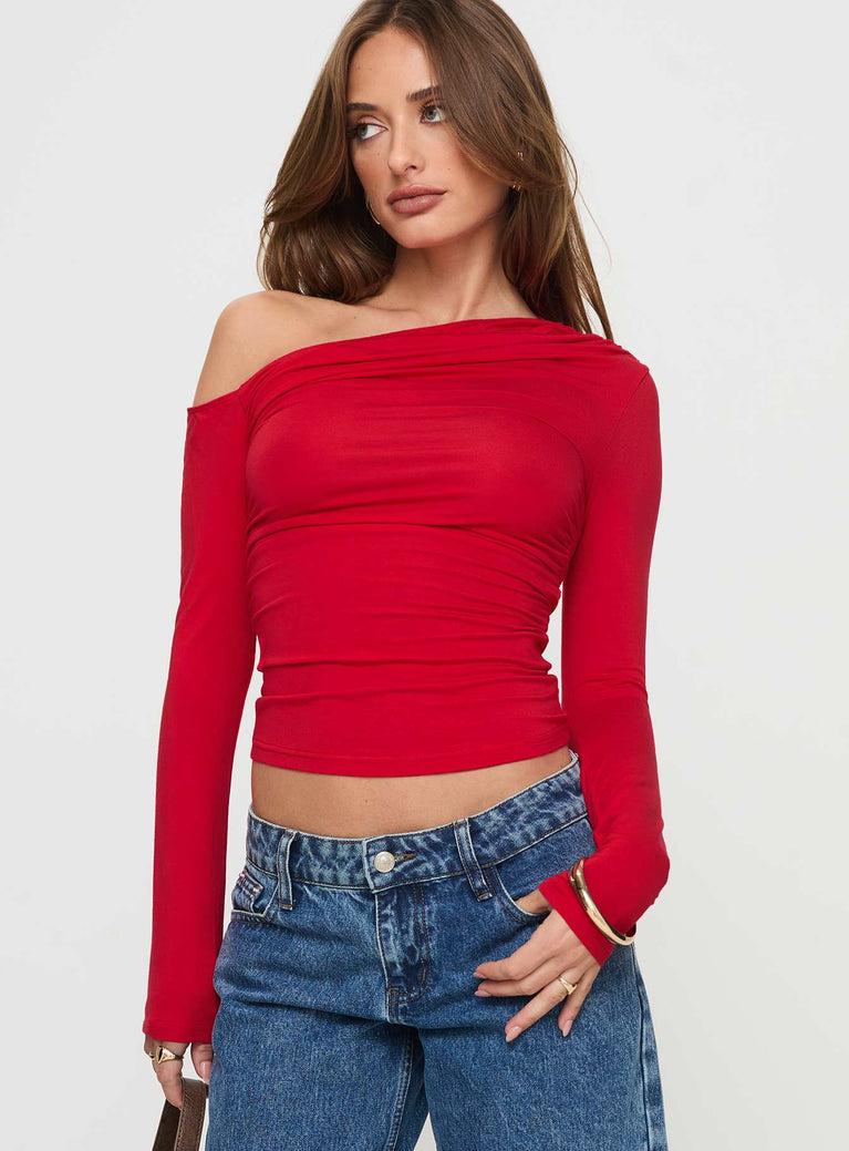 Beller Long Sleeve Top Red Product Image