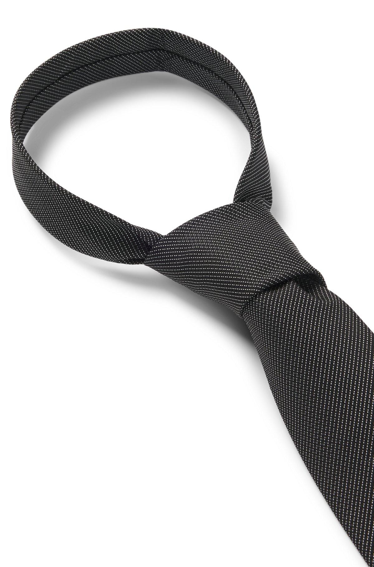 BOSS - Silk-blend tie in micro-pattern jacquard - Black Product Image