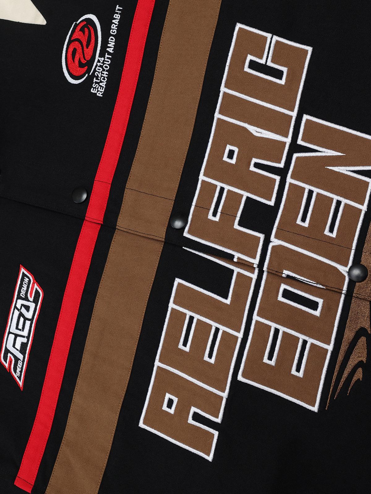 Aelfric Eden Color Blocking Embroidery Racing Jacket Product Image