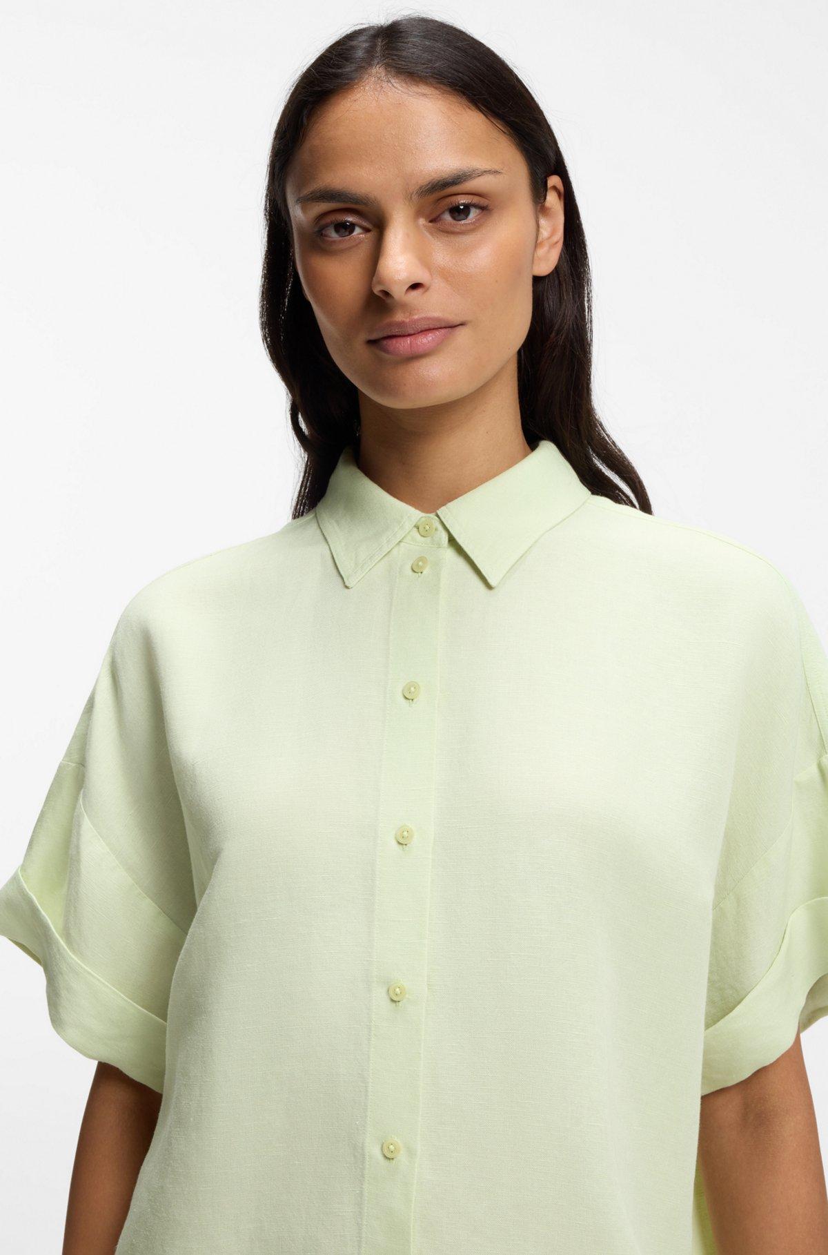 Regular-fit blouse with rolled cuffs Product Image
