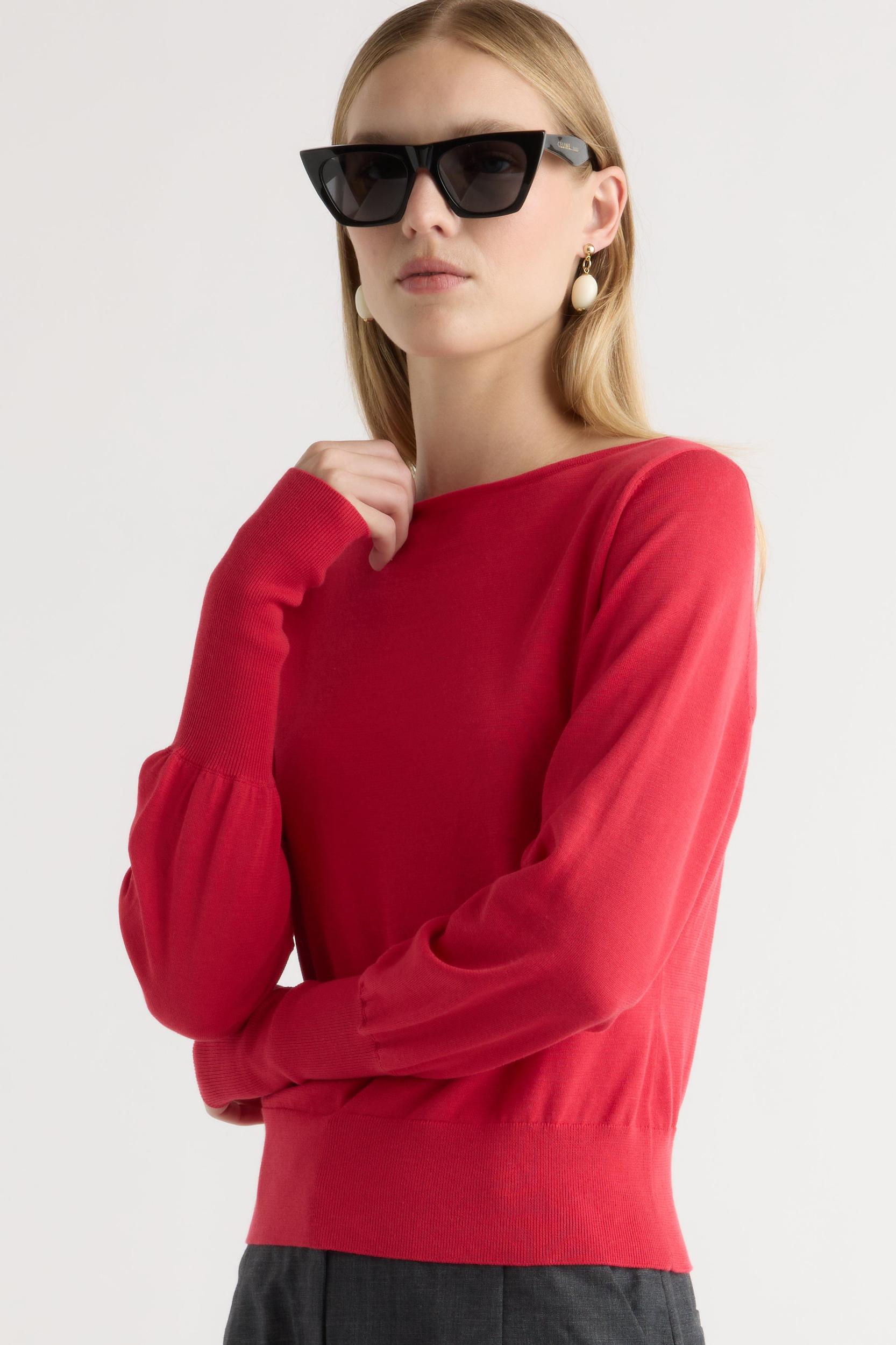 Hanli Cotton-Silk Boat-Neck Sweater Product Image