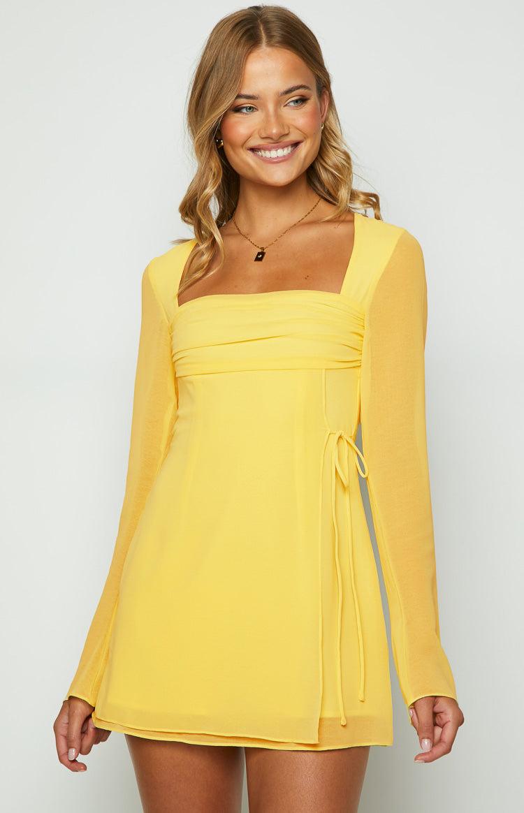 Lucy Yellow Long Sleeve Mini Dress Product Image