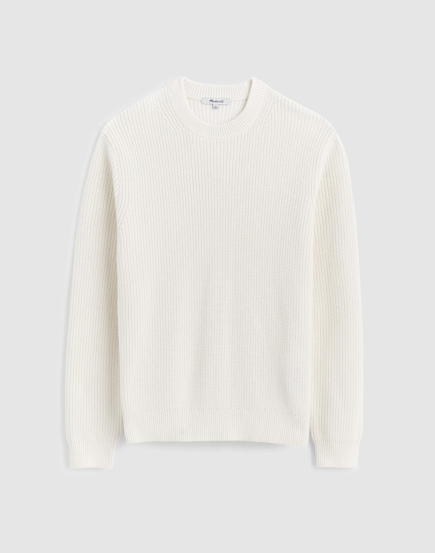 Cotton Shaker-Stitch Crewneck Sweater Product Image