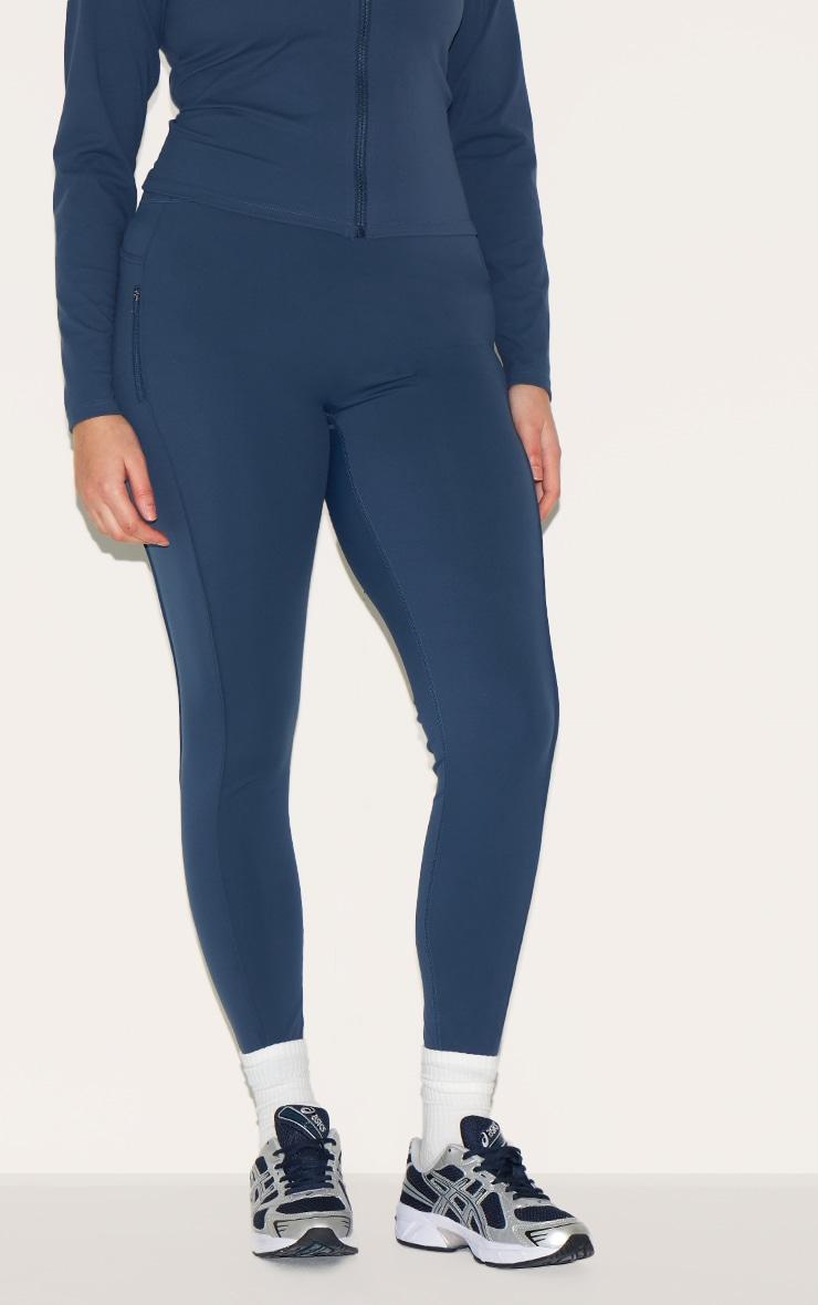 Midnight Blue Sculpt Side Pocket Gym Leggings Product Image