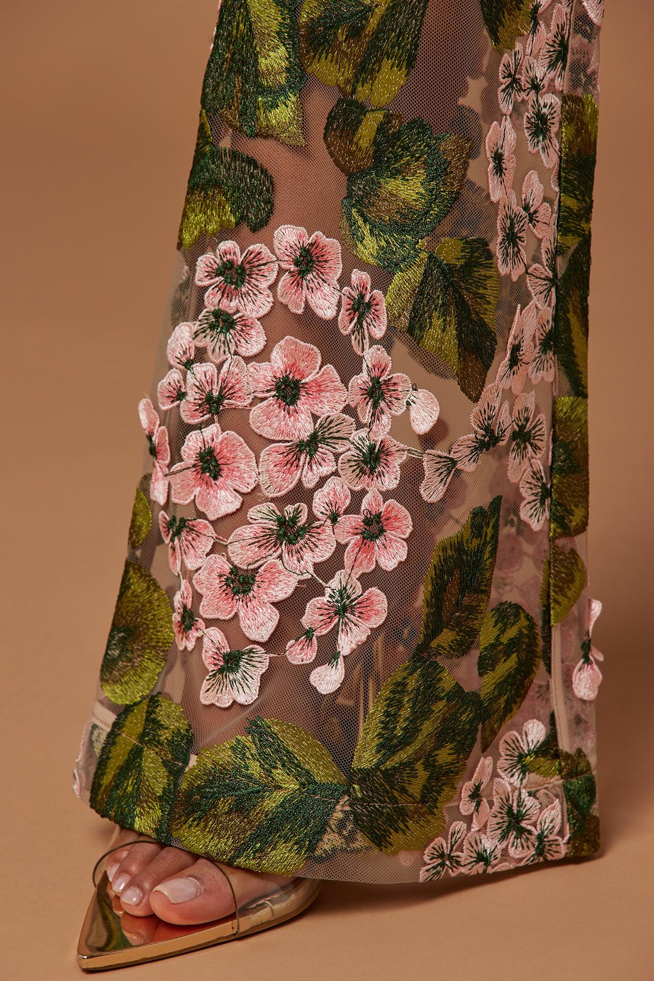 Elodie Floral Embroidered Pant - Pink/combo Product Image