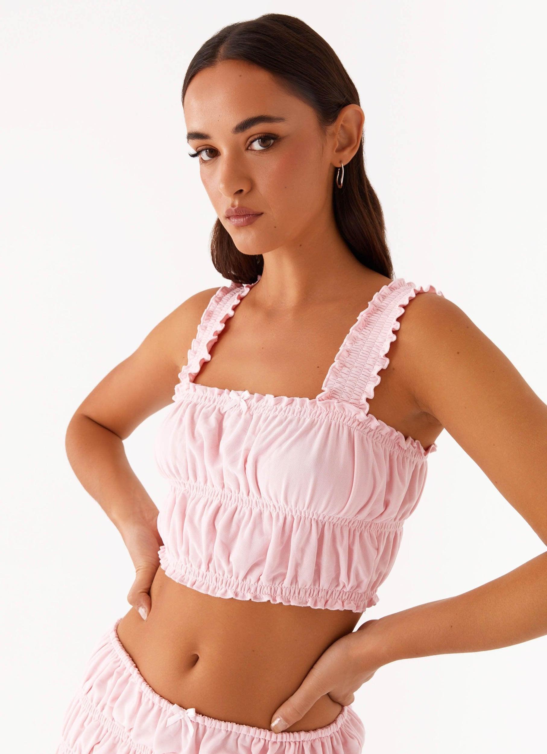 Off By Heart Shirred Top - Blush Product Image
