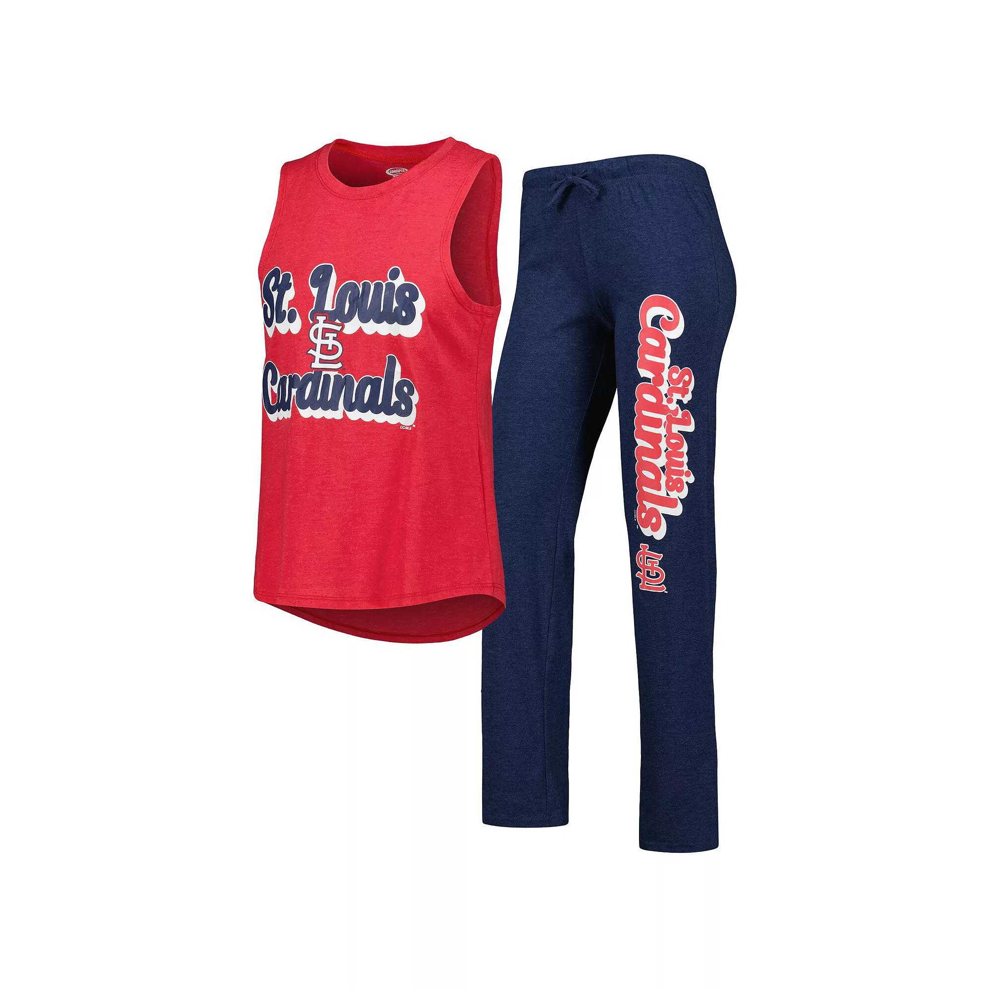 Women's Concepts Sport Navy/Red St. Louis Cardinals Wordmark Meter Muscle Tank Top & Pants Sleep Set,  Product Image