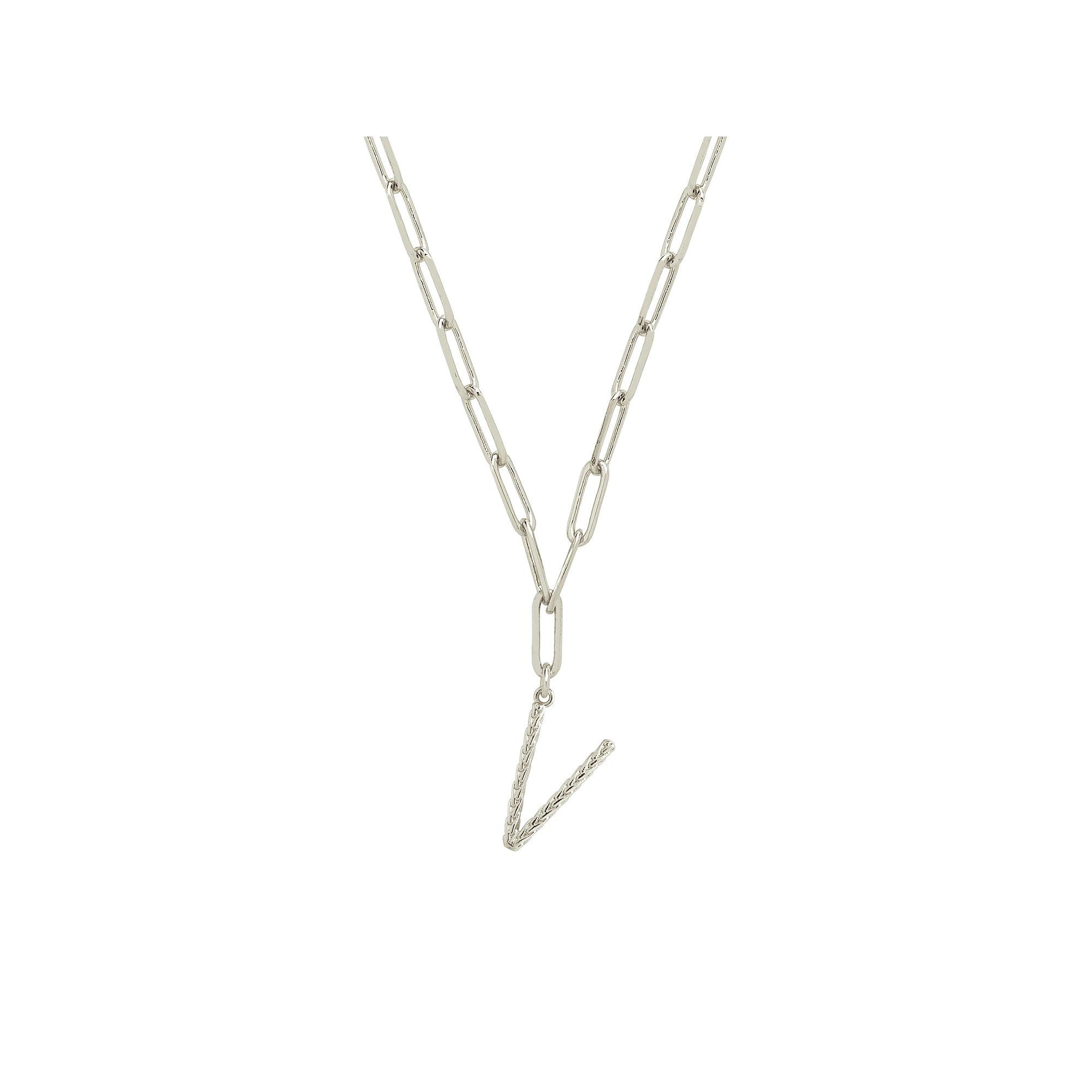 MC Collective Braided Initial Pendant Necklace, Women's, Size: 16", Silver Tone H Product Image