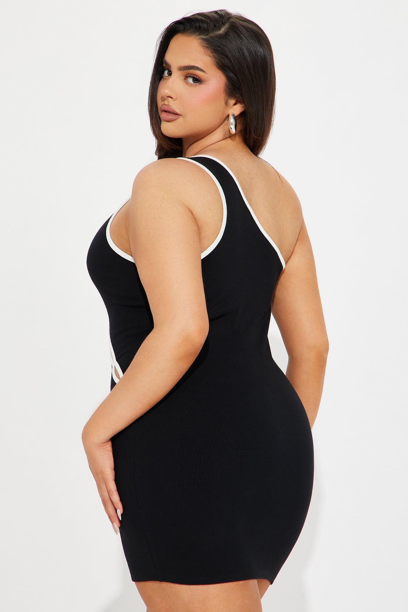 Too Sweet Ribbed Micro Mini Dress - Black Product Image