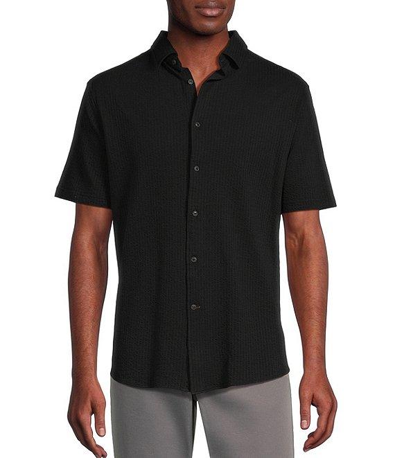 Cremieux Blue Label Solid Seersucker Short Sleeve Coatfront Shirt Product Image