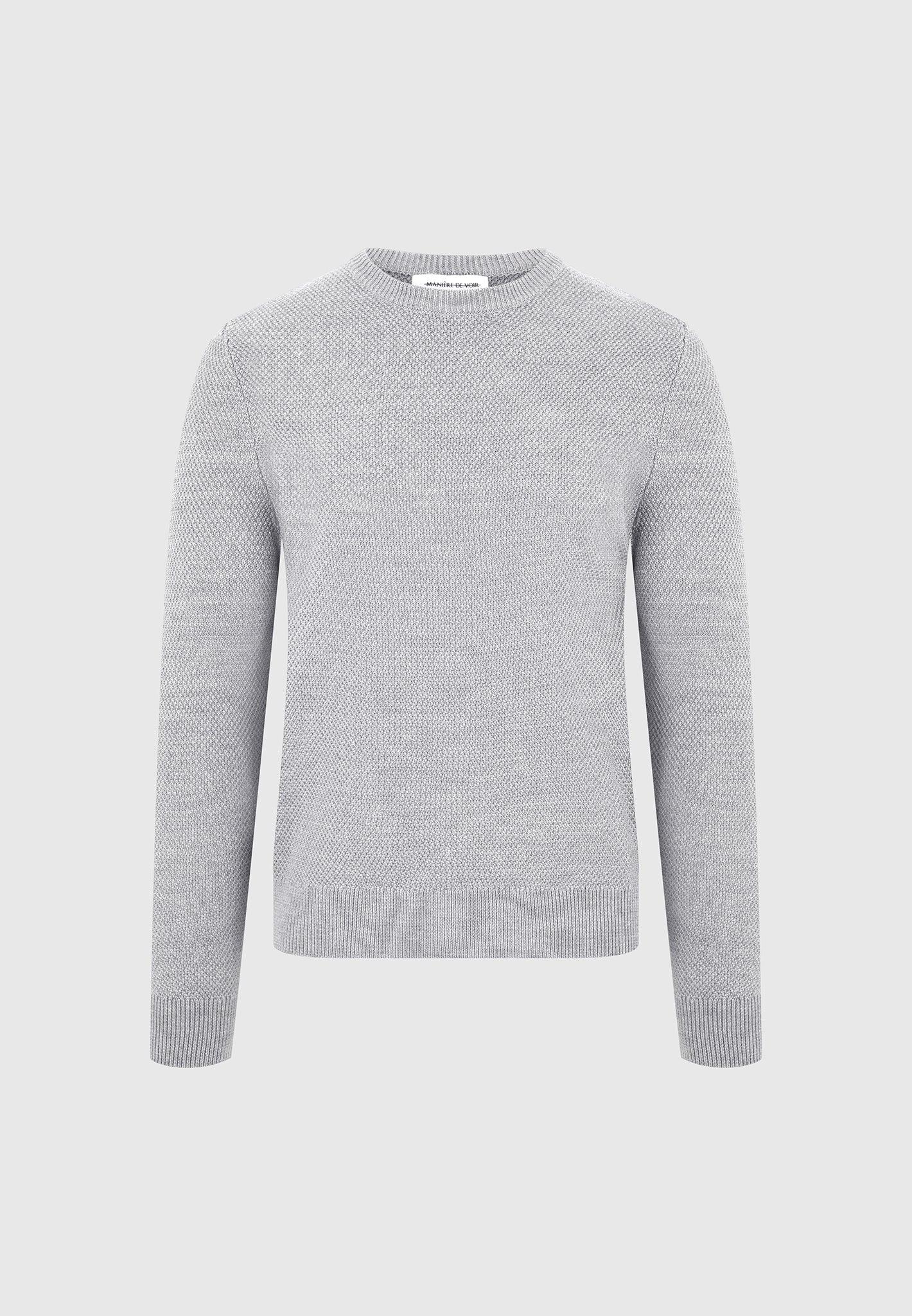 Gabin - Textured Wool Blend Jumper - Grey Male Product Image