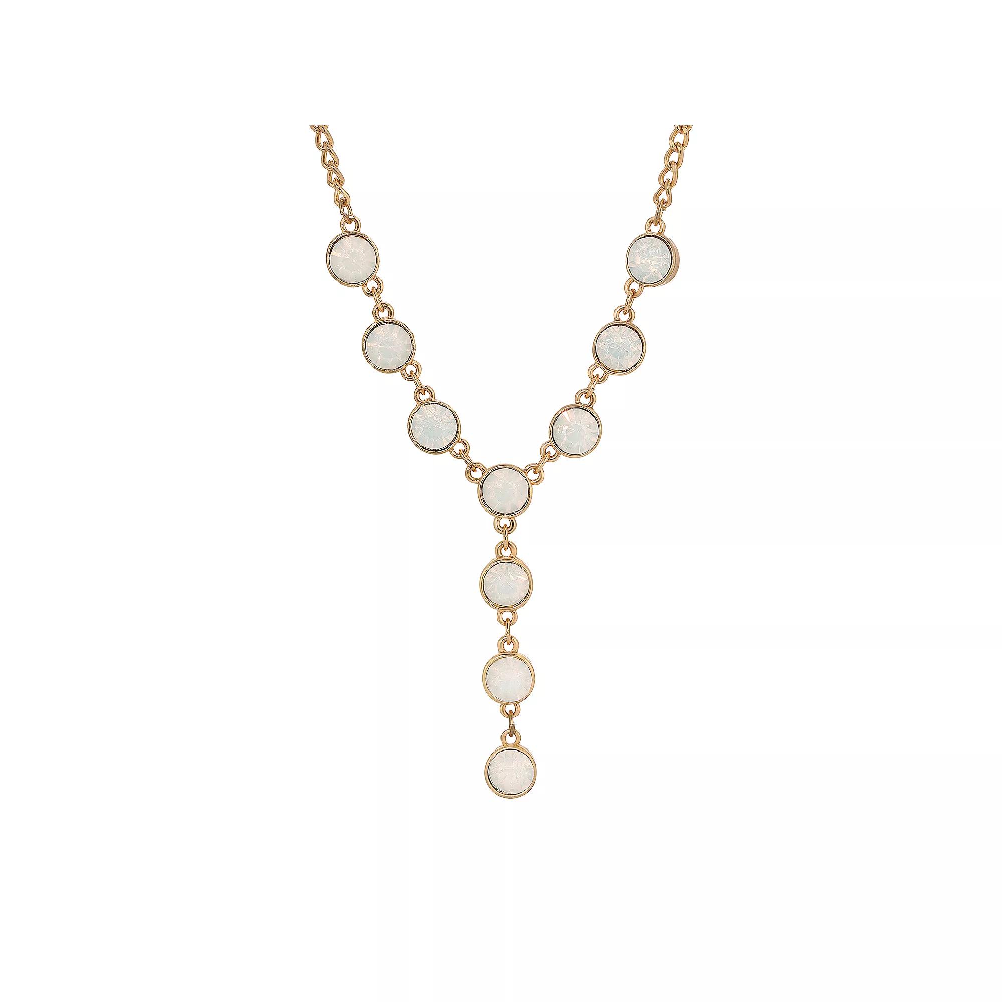 1928 Gold Tone Multi-Color Simulated Pearl Chain Strand Necklace, Women's, White Product Image