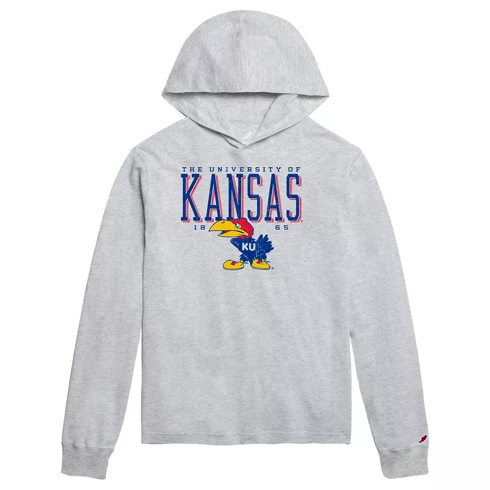 Men's League Collegiate Wear Ash Kansas Jayhawks Team Stack Tumble Long Sleeve Hooded T-Shirt, Size: 2XL, Black Product Image
