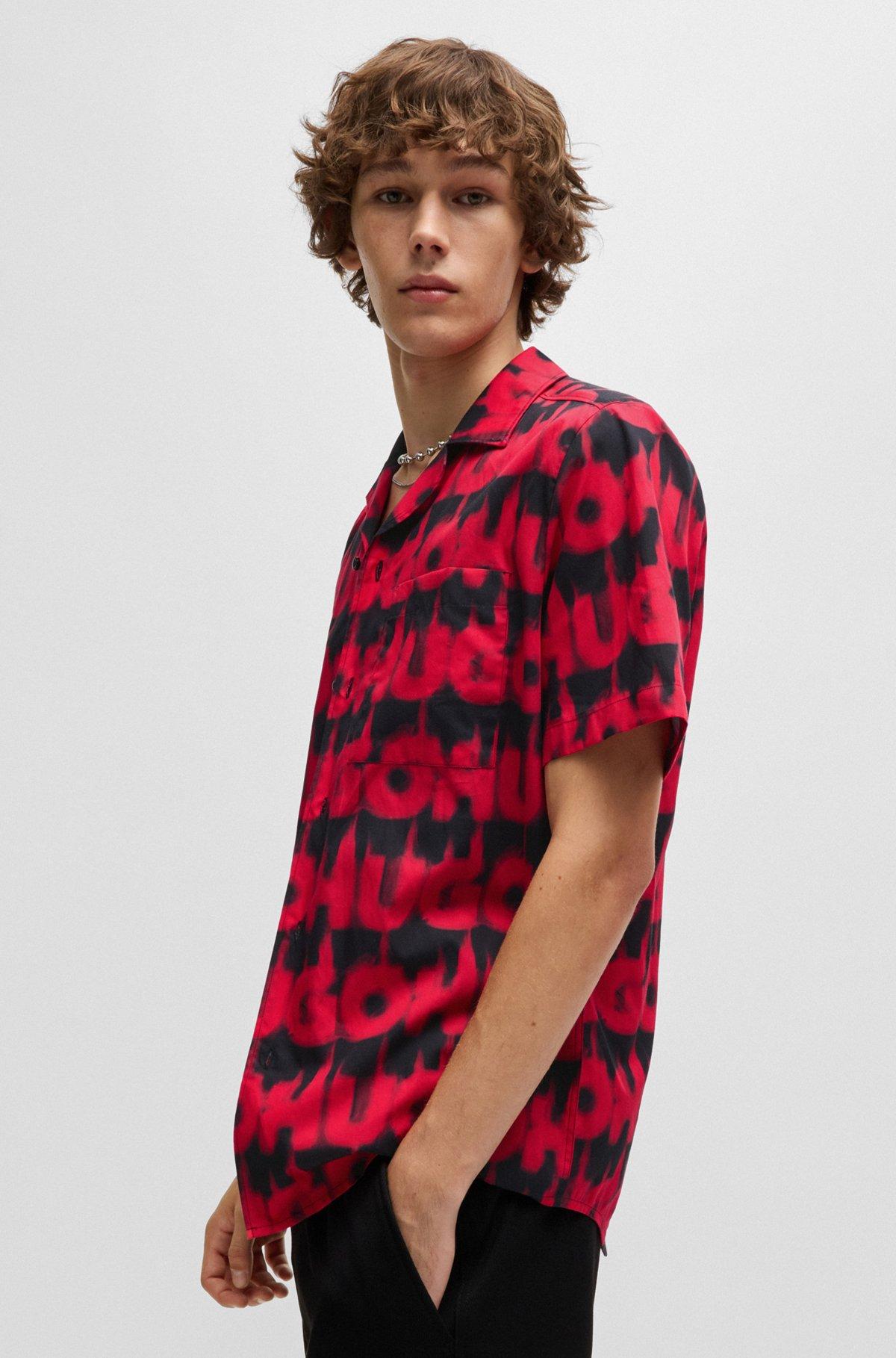 Relaxed-fit shirt in cotton with smoke-logo print Product Image