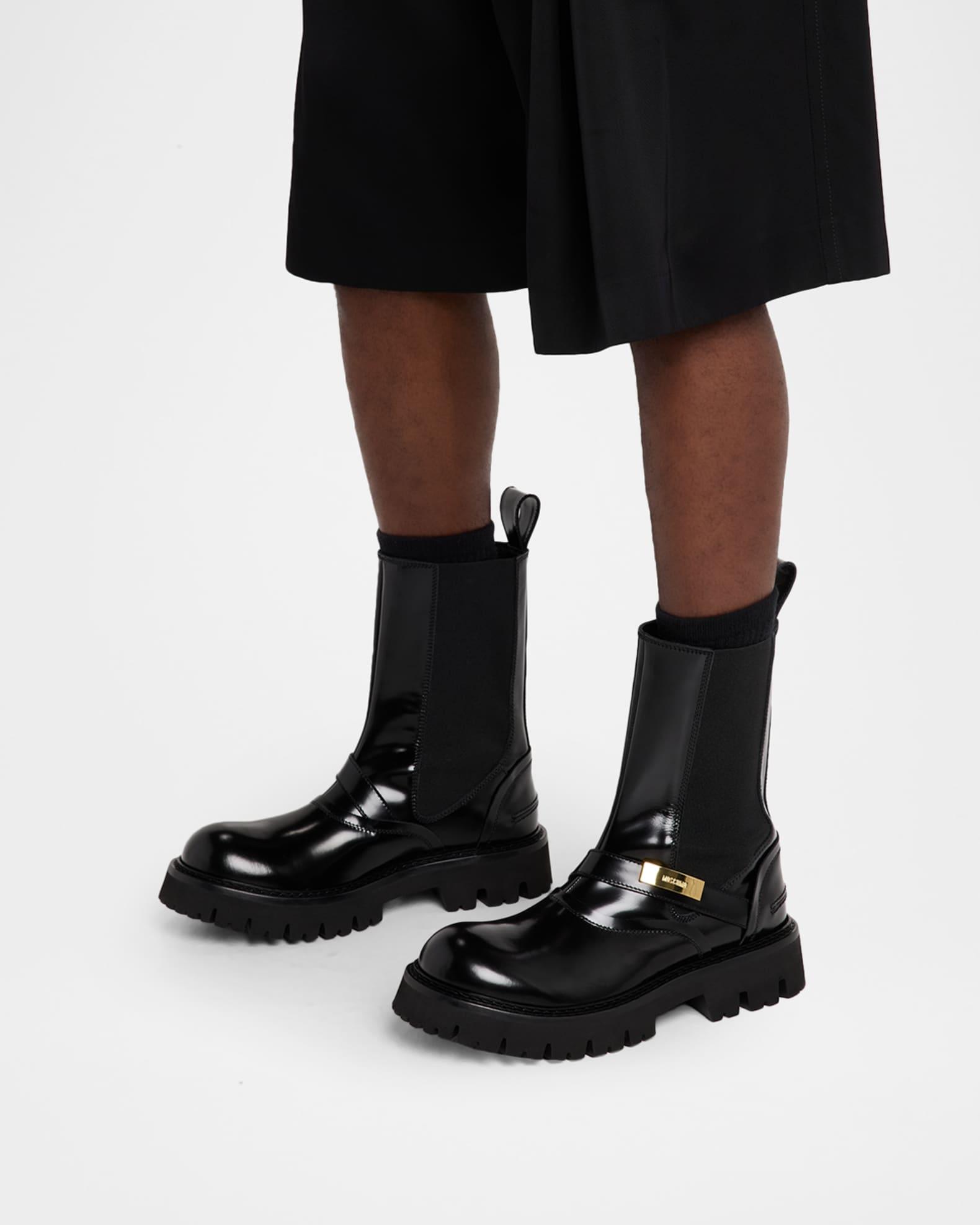 Men's Leather Logo-Plaque Chelsea Boots Product Image