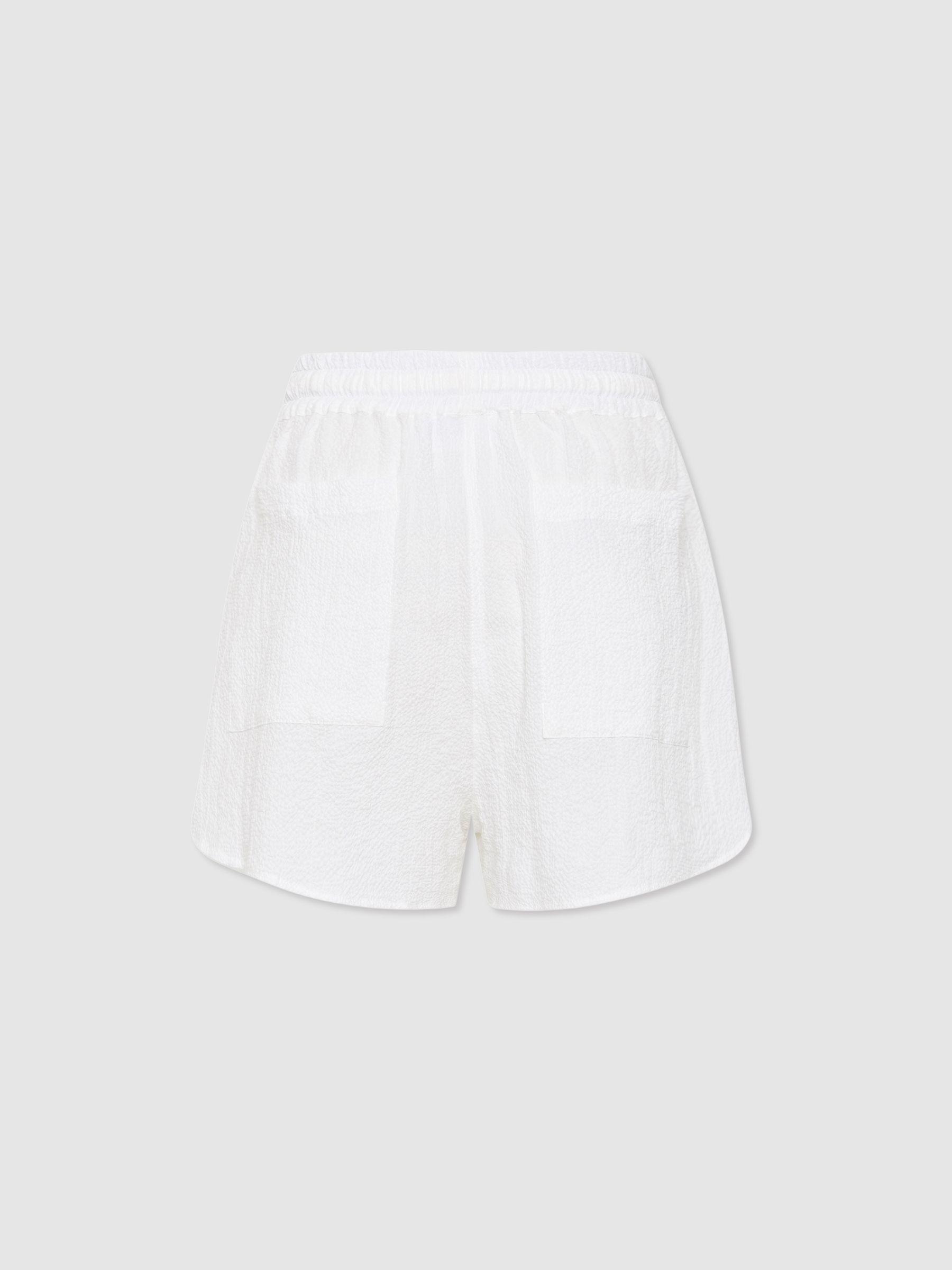 Bondi Born Cotton Blend Drawstring Shorts in White Product Image