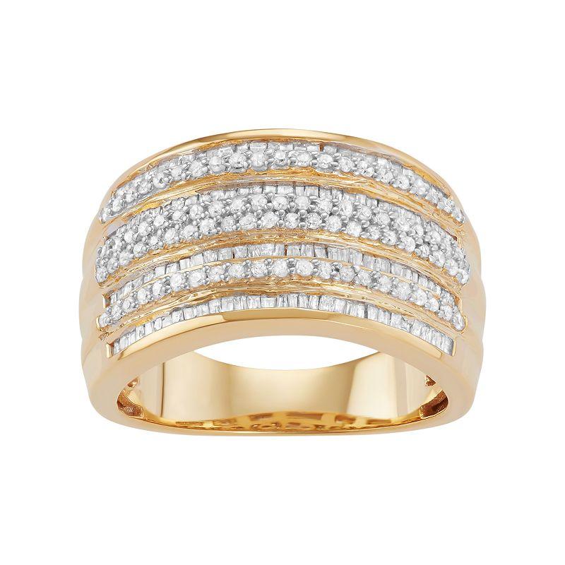 Jewelexcess Sterling Silver 1 Carat T.W. Diamond Multirow Ring, Women's,  Product Image