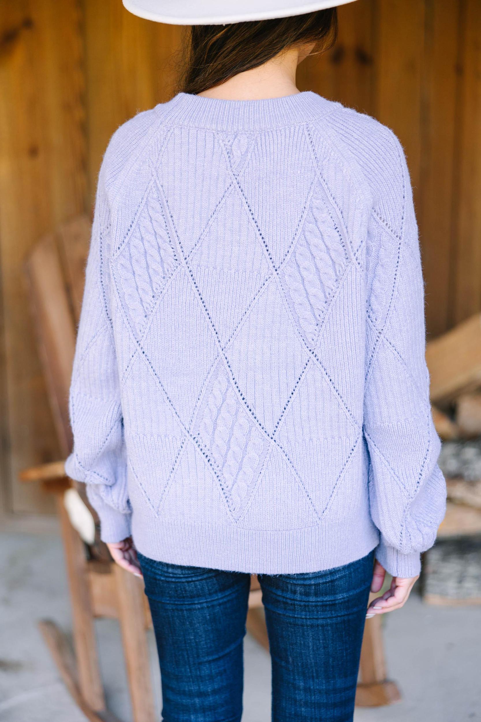 Need You Now Lavender Purple Diamond Knit Sweater Female Product Image