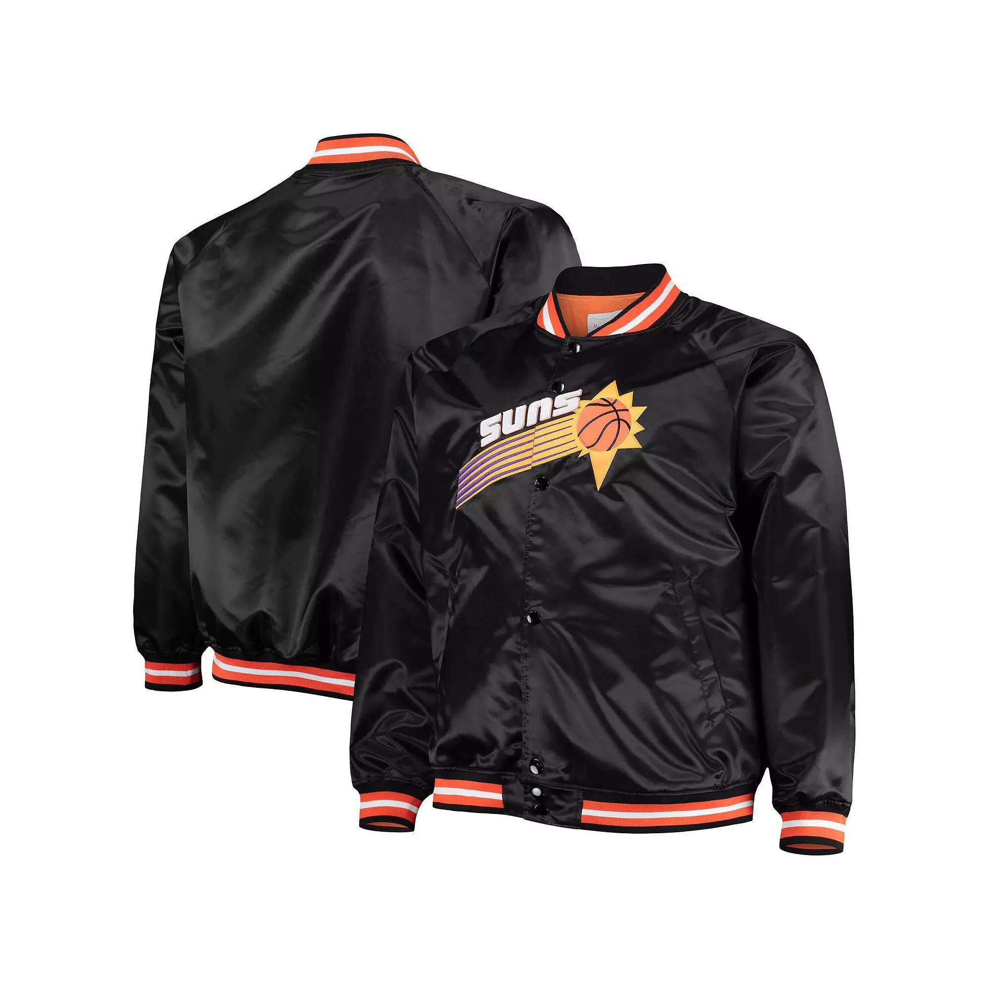 Men's Mitchell & Ness Black Phoenix Suns Big & Tall Hardwood Classics Raglan Satin Full-Snap Jacket,  Product Image
