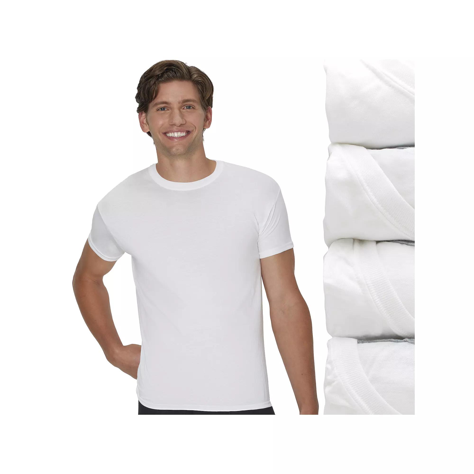 Men's Hanes® 4 Pack Ultimate ComfortSoft Cotton Blend Crewneck Undershirt,  Product Image
