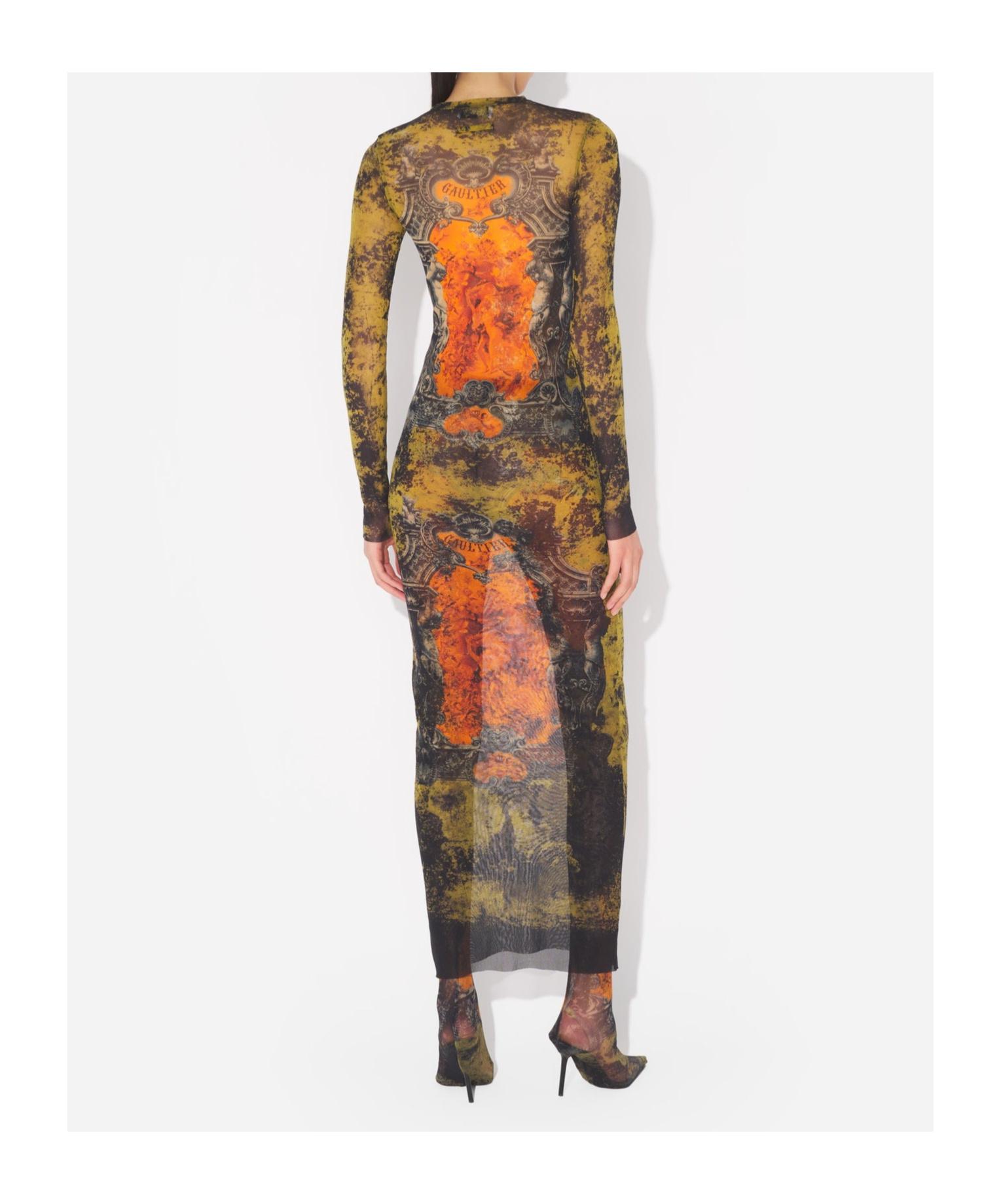 JEAN PAUL GAULTIER Graphic Print Full-length Dress With Long Sleeves In Black Product Image