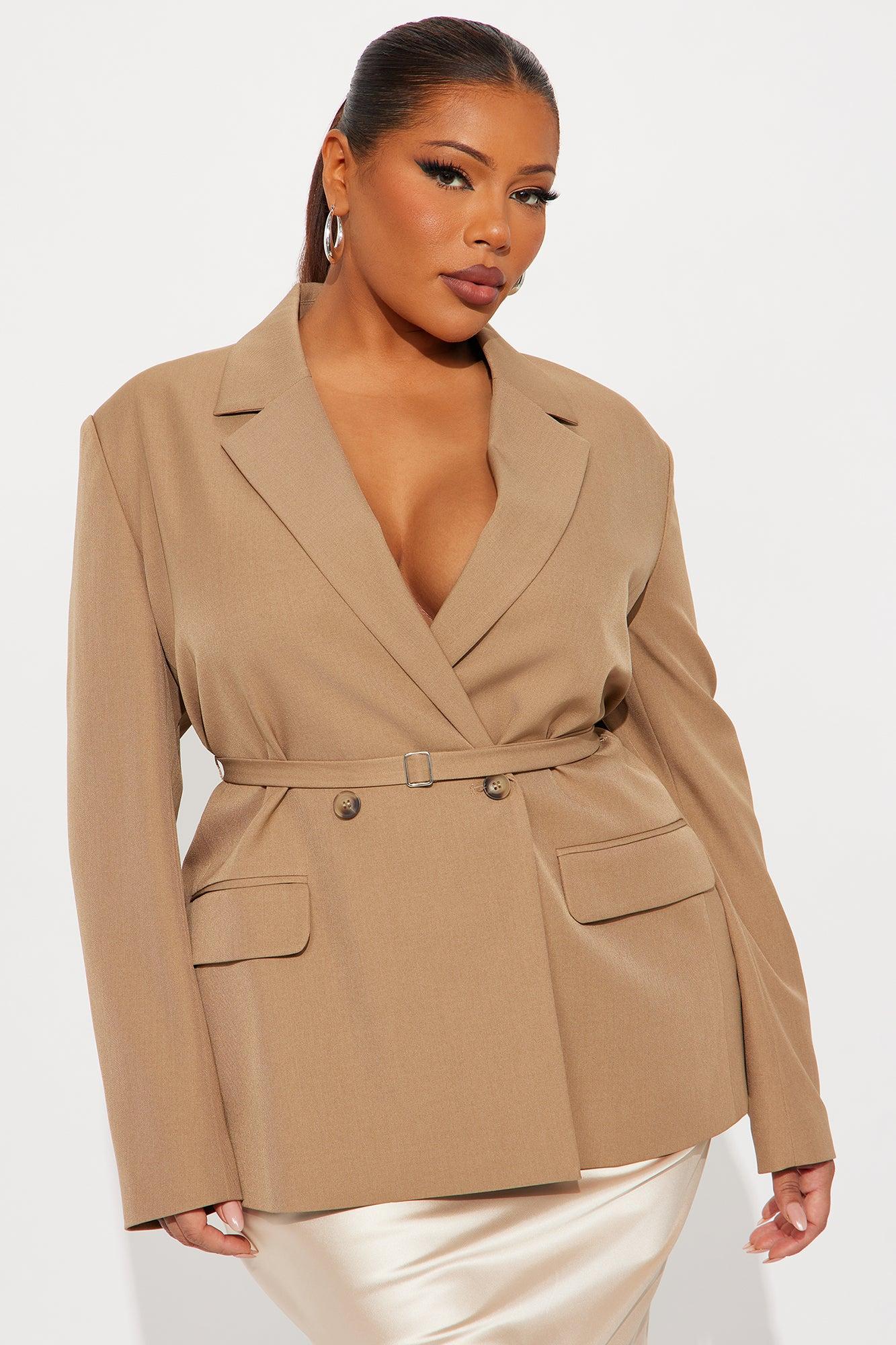 Darlene Belted Blazer - Khaki Female Product Image