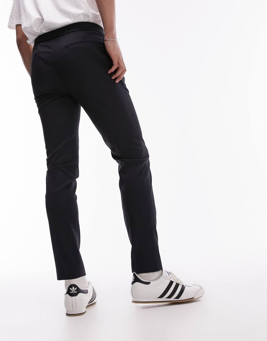 Topman elasticized waist jogger pants in navy Product Image