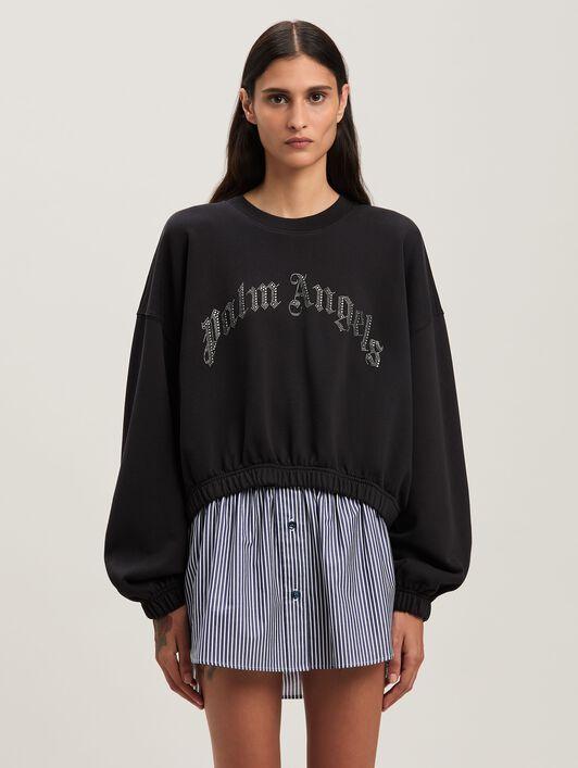 RHINESTONE CURVED LOGO D CREW BLACK - SI Product Image