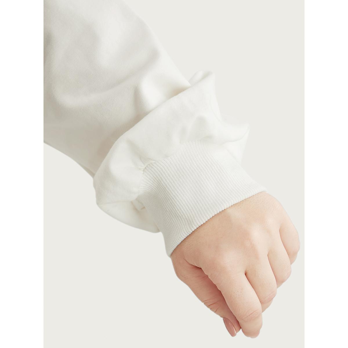 Plus Size Colorblock Contrast Round Neck Drop Shoulder Sweatshirt Women Ivory Casual Contrast Round Neck Dailywear Sweatshirts BloomChic 28/5X Product Image