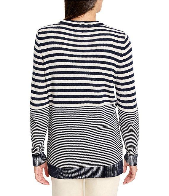 NIC + ZOE Cotton Cashmere Blend Stripe Round Neck Long Sleeve Sweater Product Image