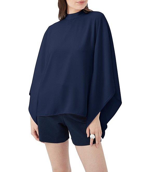 Trina Turk Anona Double Georgette Mock Neck Dolman Sleeve Top Product Image