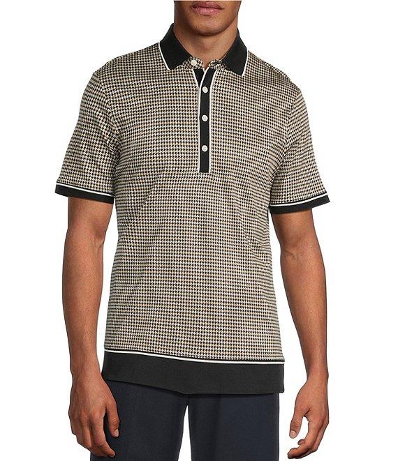 Murano Slim Fit Houndstooth Short Sleeve Polo Shirt Product Image