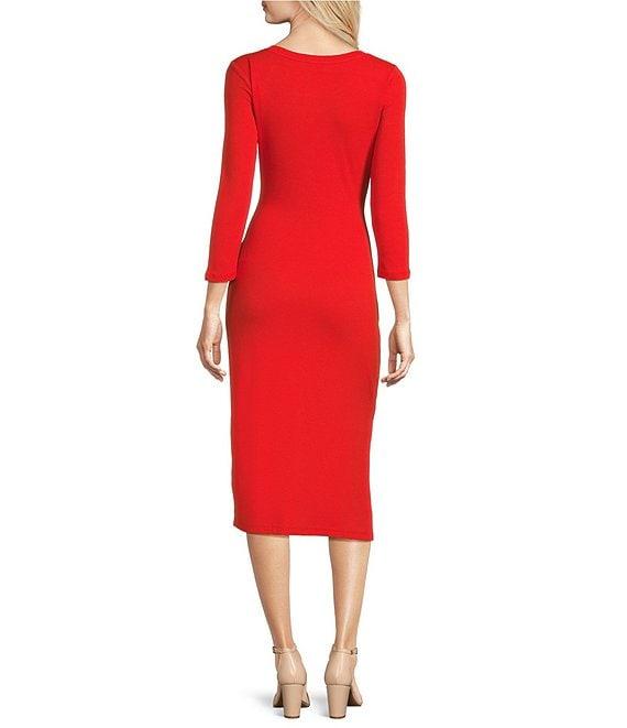 Lauren Ralph Lauren Imalah Ribbed Knit Midi Sheath Dress Product Image