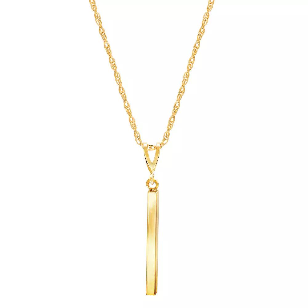 Everlasting Gold 10k Gold Square Tube Drop Pendant, Womens Product Image