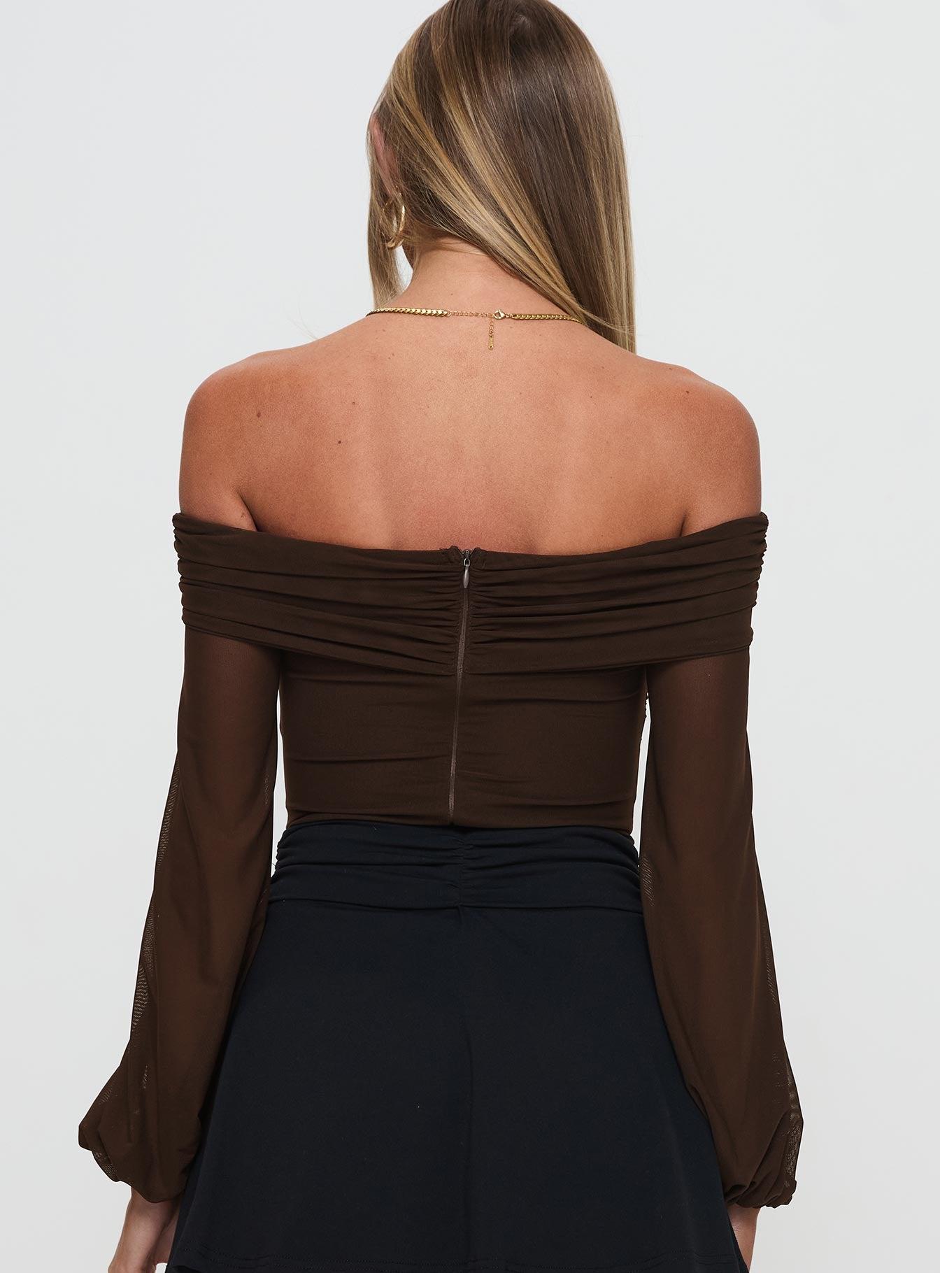 Babette Off The Shoulder Bodysuit Brown Product Image