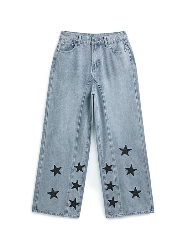 Vintage Denim Star Patch Boyfriend Jeans Product Image
