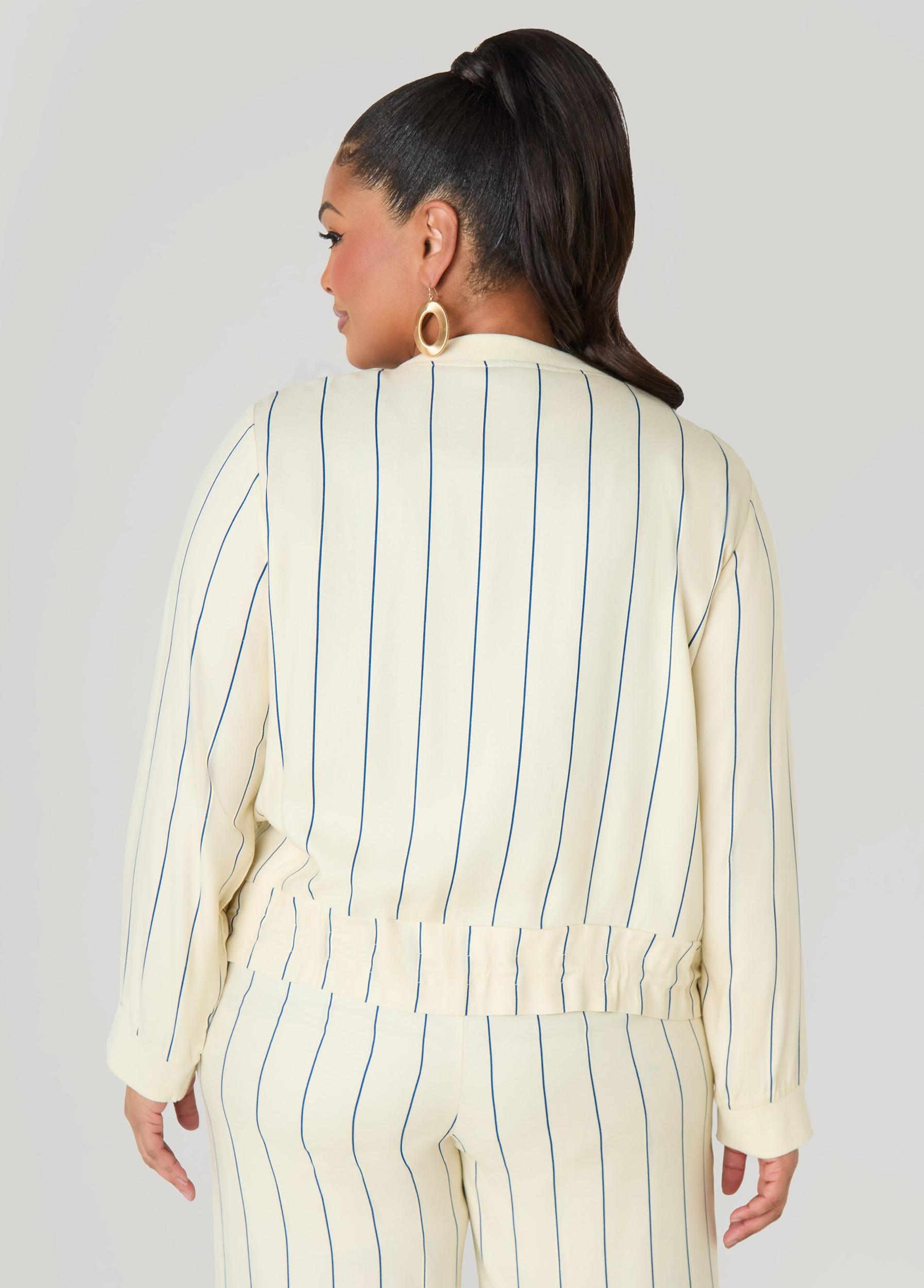 Pinstriped Zip Front Jacket Product Image