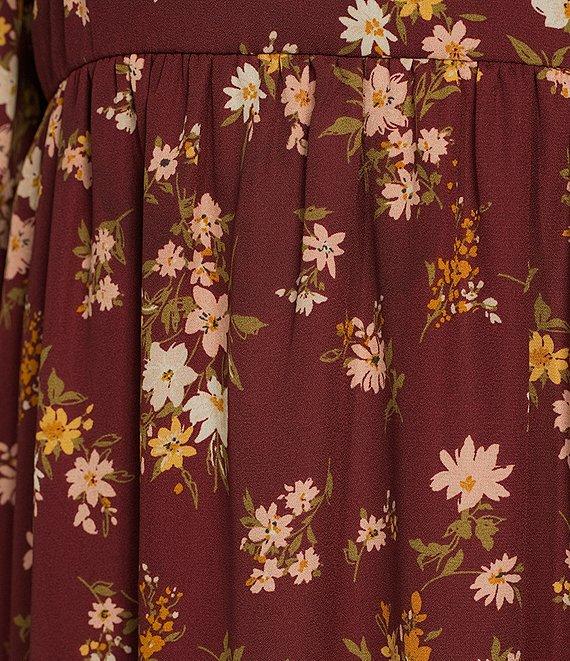 Blu Pepper Floral Long Sleeve Ruffle Hem Mini Dress Product Image