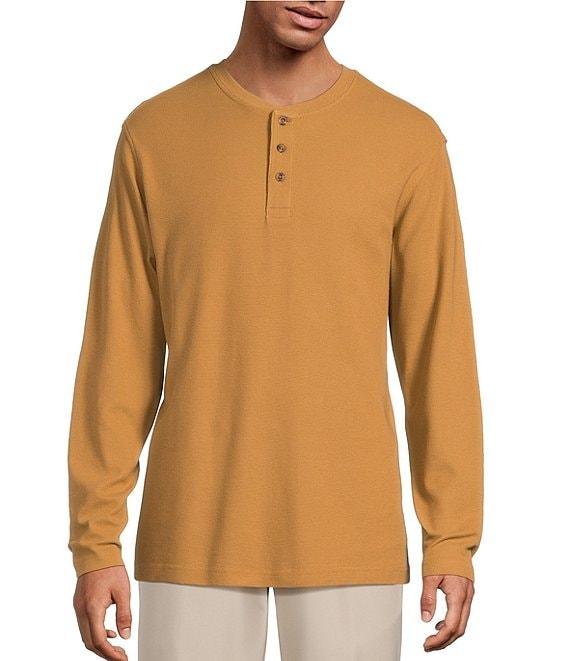 Roundtree & Yorke Long Sleeve Solid Waffle Henley Shirt Product Image