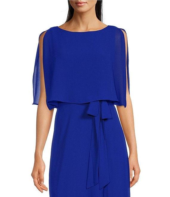 Jessica Howard Split Sleeve Tie Waist Round Neck High-Low Popover Dress Product Image